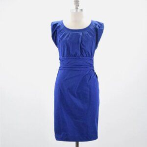 Diane von Furstenberg Dress Royal Blue Stretch Woven Cap-Sleeve Size 8